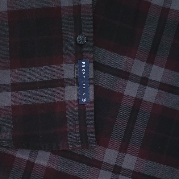 Perry Ellis Soft Brushed Checked Plaid Long Sleeve Flannel Button Shirt Men Sm - Picture 6 of 8